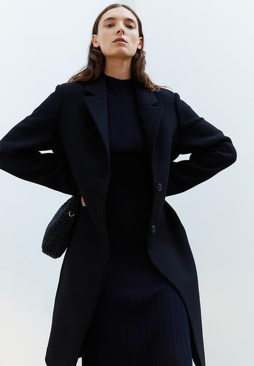 H&M - Single-breasted twill coat - black