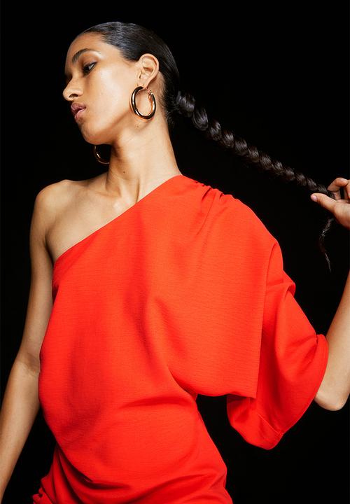 H&M - Draped one-shoulder dress - red