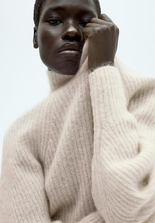 H&M - Mohair-blend rib-knit jumper - light pink