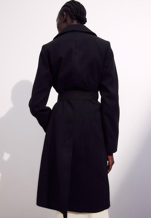 H&M - Tie-belt coat - black
