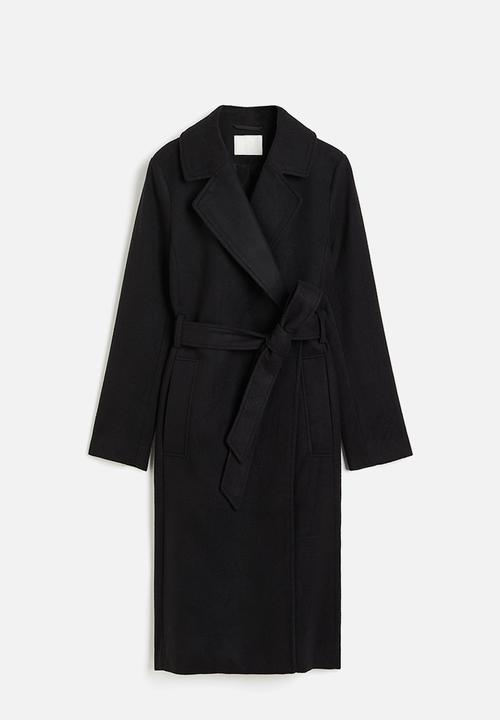 H&M - Tie-belt coat - black