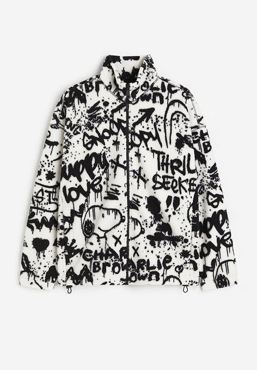 H&M - Oversized fit teddy jacket - white snoopy