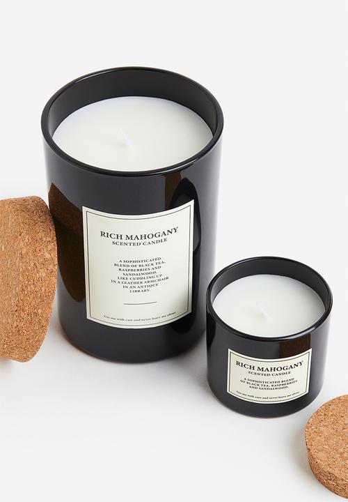H&M - Large cork-lid scented candle - black/rich mahogany 