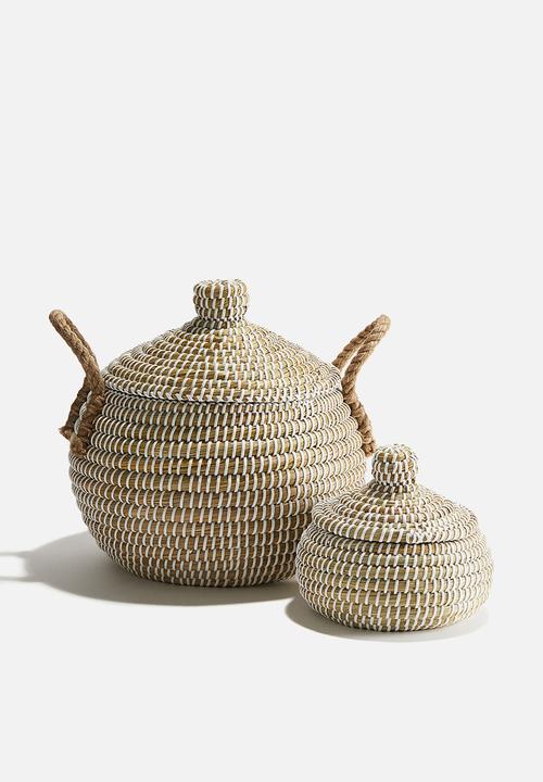 H&M - Small lidded storage basket - beige