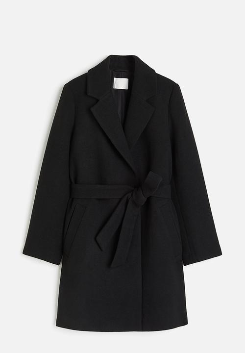 H&M - Tie-belt coat - black