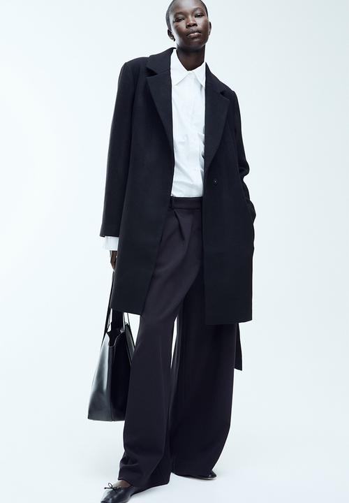H&M - Tie-belt coat - black