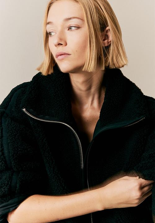H&M - Zip-through teddy jacket - black
