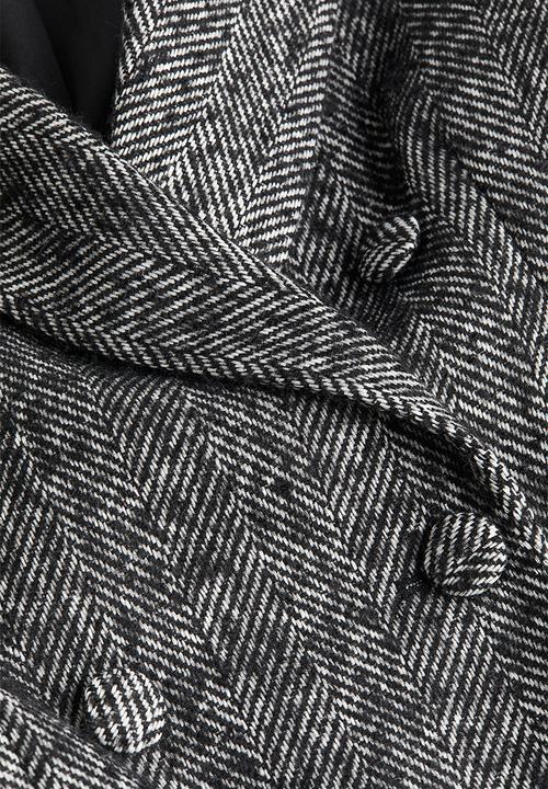 H&M - Double-breasted blazer - black/herringbone-patterned