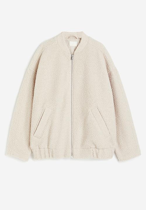 H&M - Oversized teddy bomber jacket - light beige