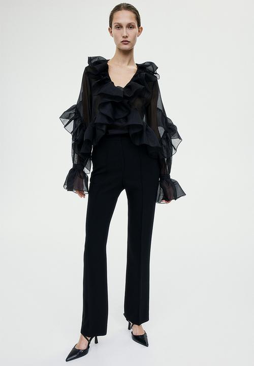 H&M - Flounce-trimmed blouse - black