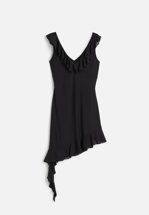 H&M - Flounce-trimmed mesh dress - black