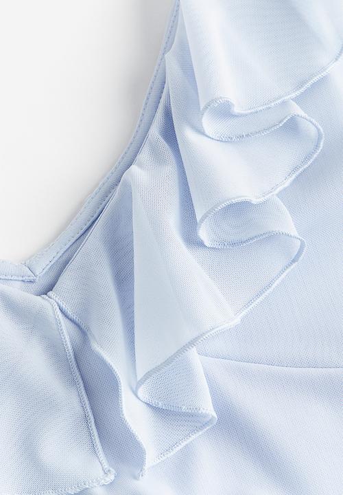 H&M - Flounce-trimmed mesh dress - blue