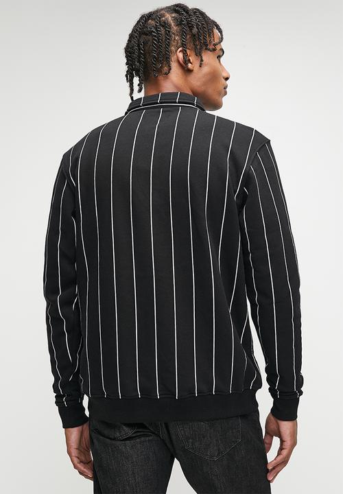 STYLE REPUBLIC - Long Sleeve  Ruby Stripe  Johnny Collar tee - Black & White