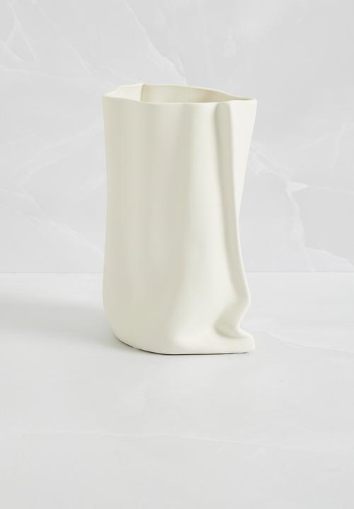 Sixth Floor - Paperbag Ceramic Vase - Matt White