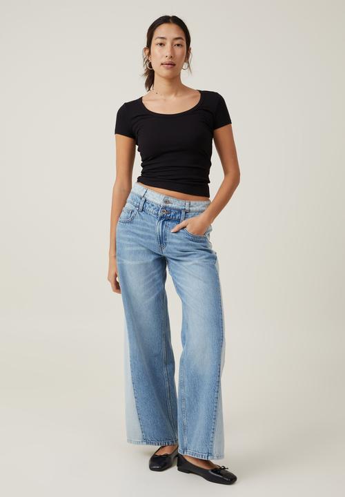 Cotton On - Staple Rib Scoop Neck Short Sleeve Top - Black 