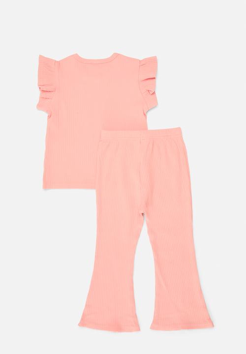 Pop Candy - Frilled top and pants set - pink