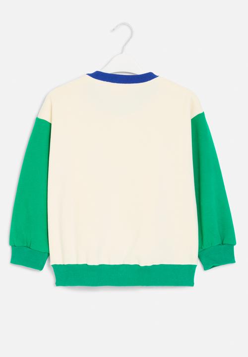 Pop Candy - Contrast sweat top - ecru & green