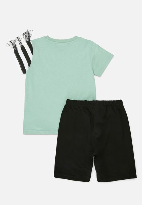 Pop Candy - Printed tee & shorts set - green & black