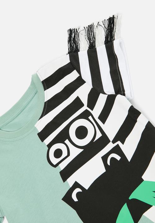 Pop Candy - Printed tee & shorts set - green & black