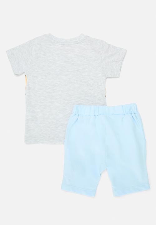 Pop Candy - Tee & shorts set - blue & grey