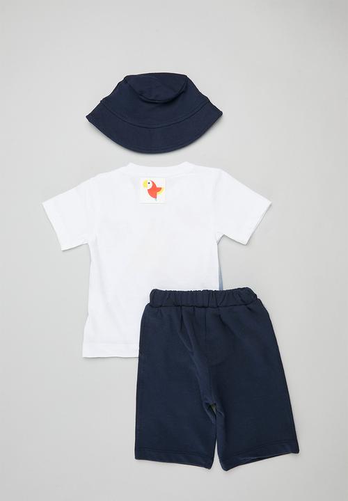 Pop Candy - Tee, shorts & hat set - indigo & blue