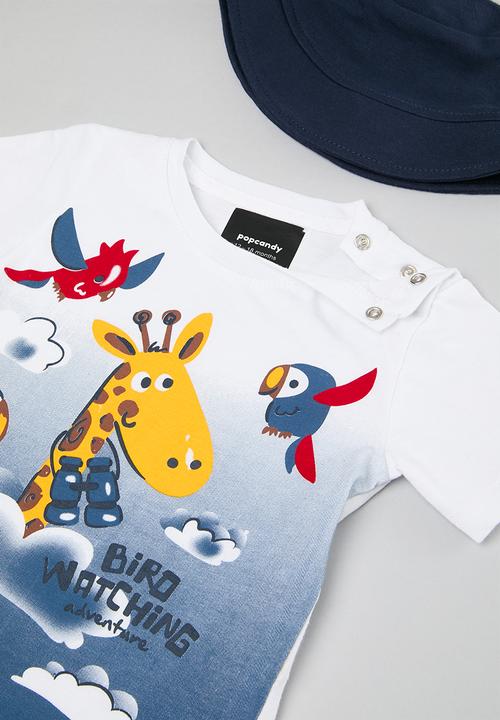 Pop Candy - Tee, shorts & hat set - indigo & blue