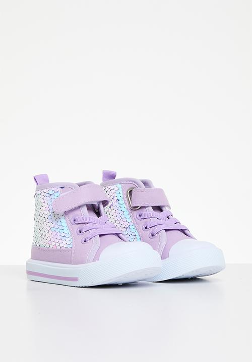 Pop Candy - Sequinned adjustable fastener/strap sneakers - purple