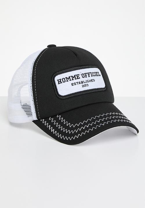 boohooMAN - Homme badge contrast stitch tucker cap - Black