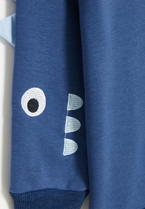 Pop Candy - Colour block sweat top - blue & grey