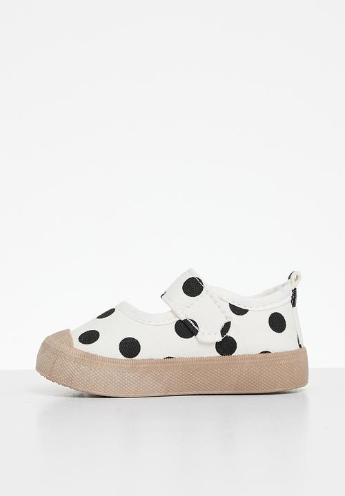 Pop Candy - Polka dot adjustable fastener strap sneakers - black /white