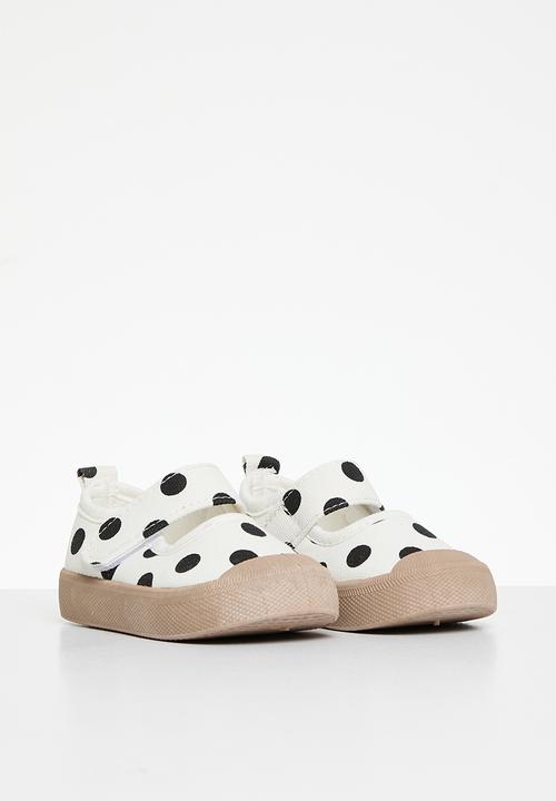 Pop Candy - Polka dot adjustable fastener strap sneakers - black /white