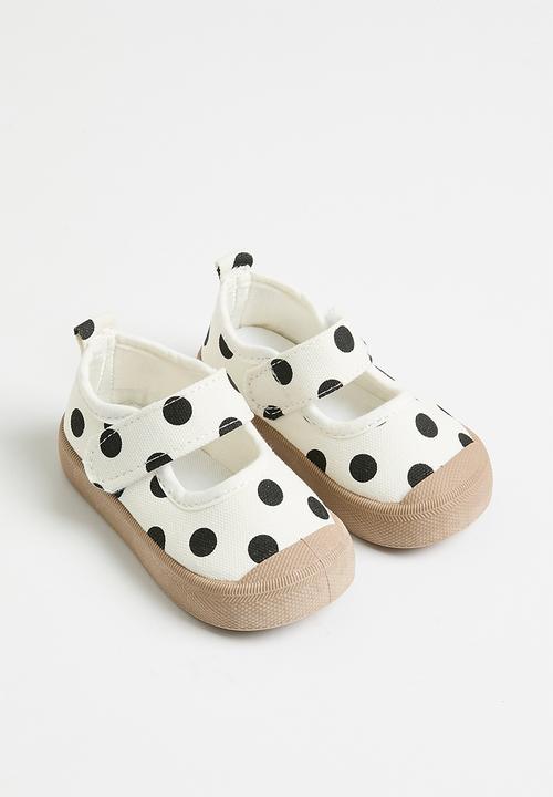 Pop Candy - Polka dot adjustable fastener strap sneakers - black /white