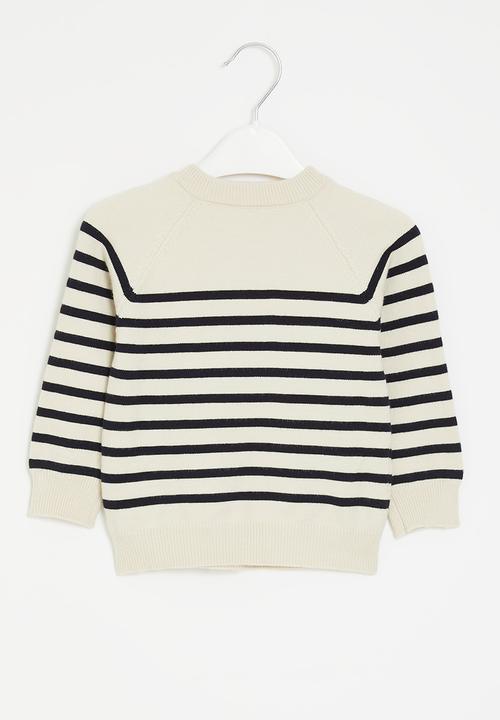 Pop Candy - Striped knit sweater - white & black