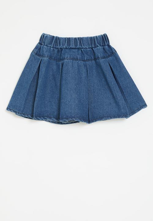 Pop Candy - Pleated denim skirt - blue