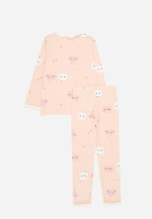 Pop Candy - Printed pj set - pink & white