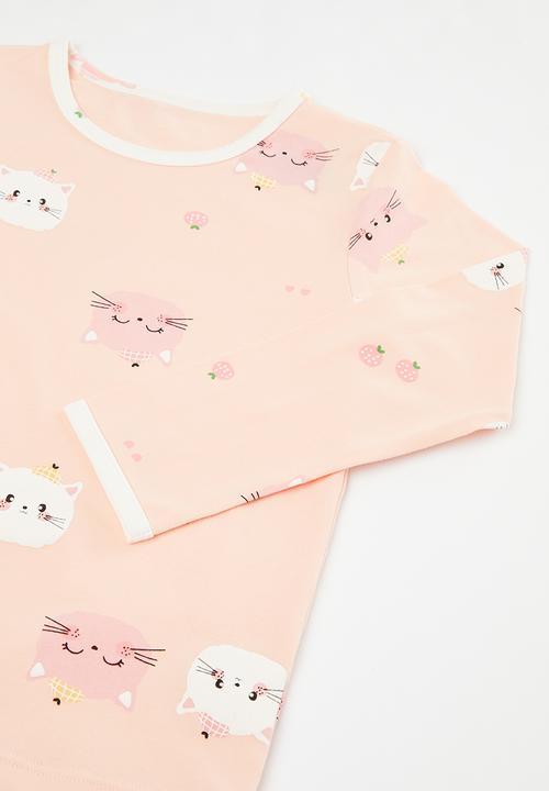 Pop Candy - Printed pj set - pink & white