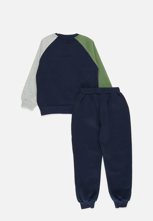 Pop Candy - Colour block raglan sweat set - blue