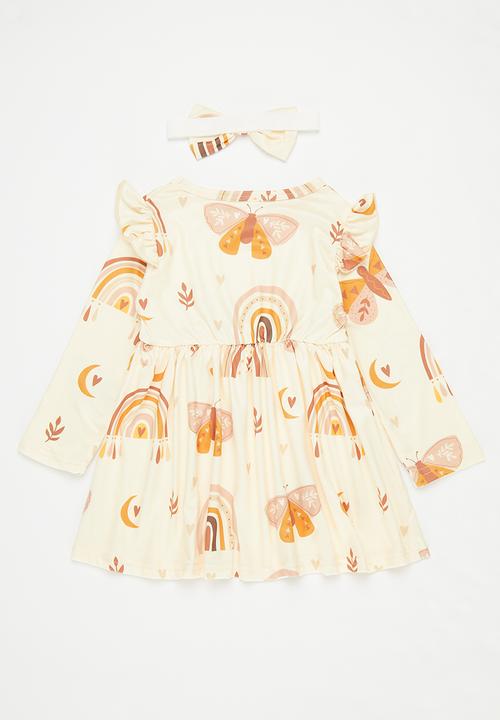 Pop Candy - Printed dress & headband set - ecru