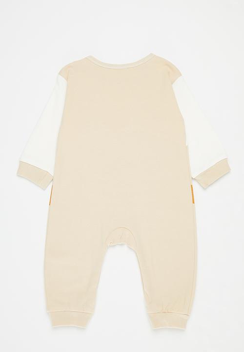 Pop Candy - Colourblock baby grow - khaki & white