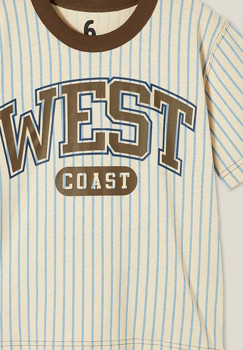 Cotton On - Jonny short sleeve print tee - rainy day stripe/west coast