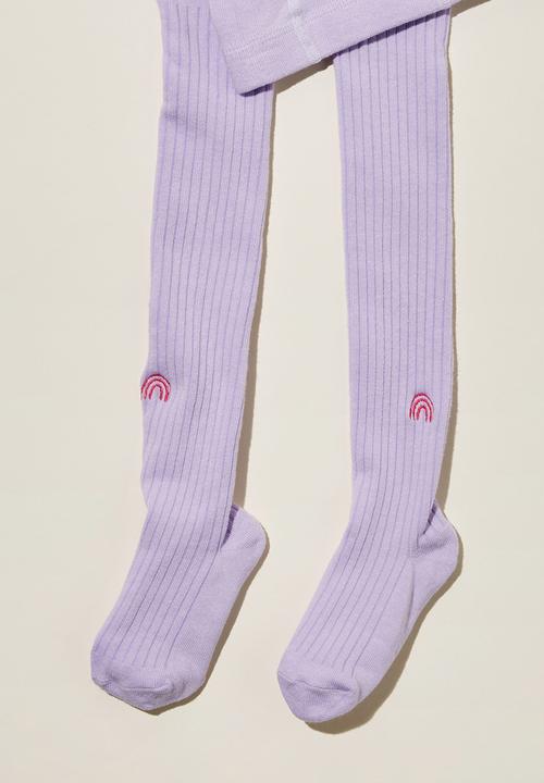 Cotton On - Solid tights - lilac drop/rainbow emb