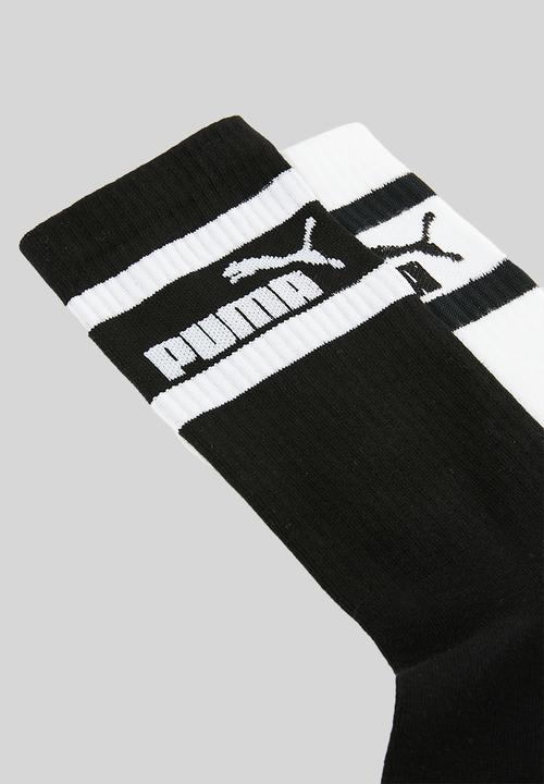PUMA - Mens 2 Pk Mid Calf No.1  Logo Socks - Black & White
