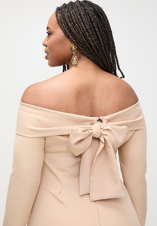 MILLA - Bardot tieback wide leg jumpsuit - neutral