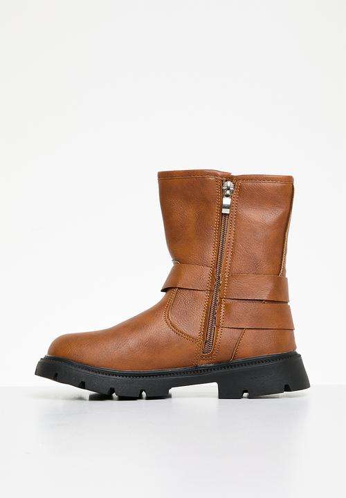 Pop Candy - Buckle mid-length boots - burnt caramel
