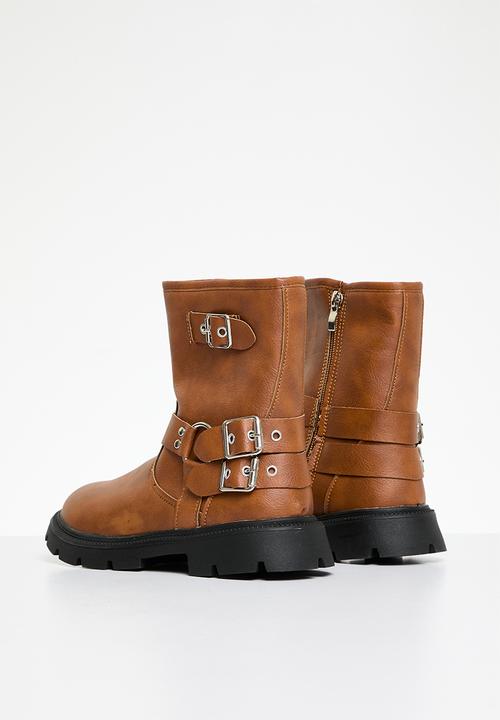Pop Candy - Buckle mid-length boots - burnt caramel