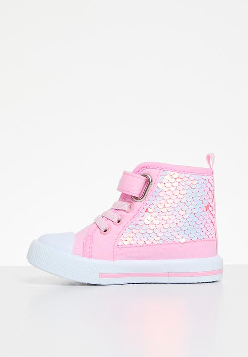 Pop Candy - Sequined velcro/strap sneaker - pink