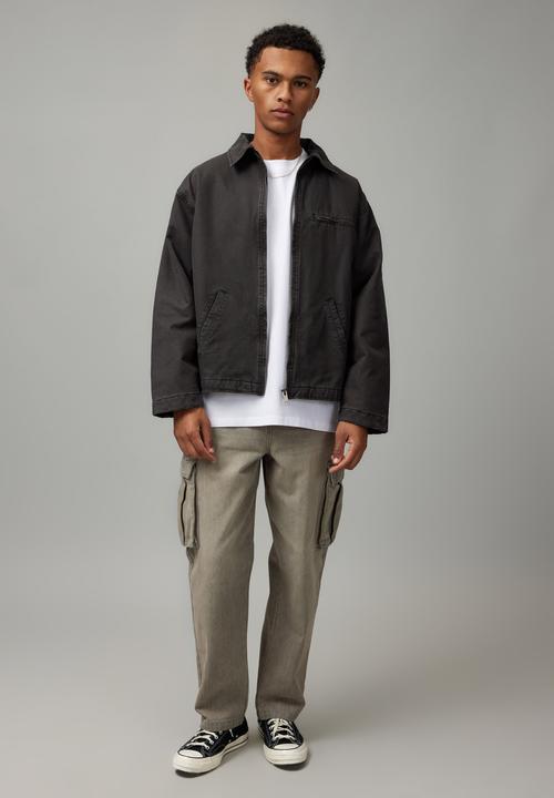Factorie - Half Half Washed Coach Jacket - Washed Black