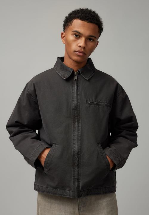 Factorie - Half Half Washed Coach Jacket - Washed Black
