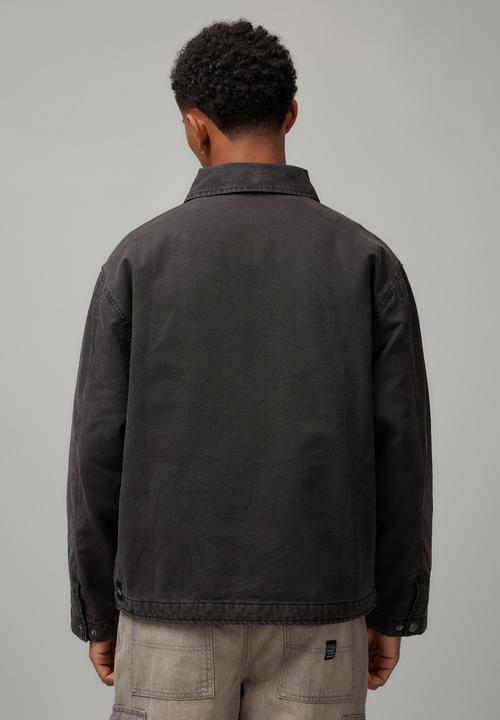 Factorie - Half Half Washed Coach Jacket - Washed Black
