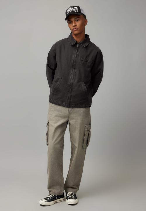 Factorie - Half Half Washed Coach Jacket - Washed Black